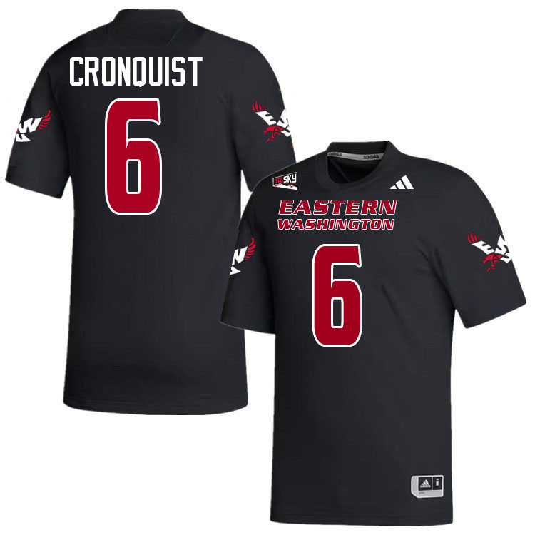 Eastern Washington Eagles #6 Noah Cronquist College Football Jerseys,Uniforms Stitched-Black